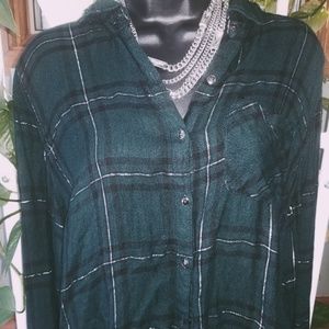 green plaid flannel